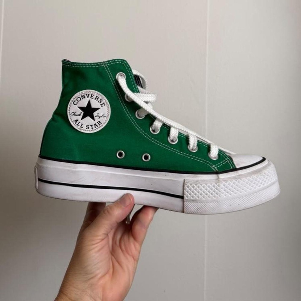 Converse All Star Chuck Taylor Green High Top Platform Sneakers Womens 7
